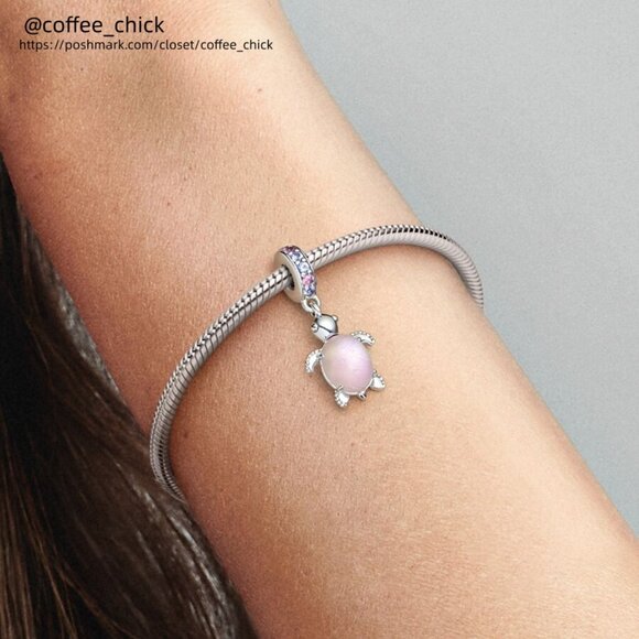 Pandora Murano Glass Pink Sea Turtle Dangle Charm - Picture 2 of 2